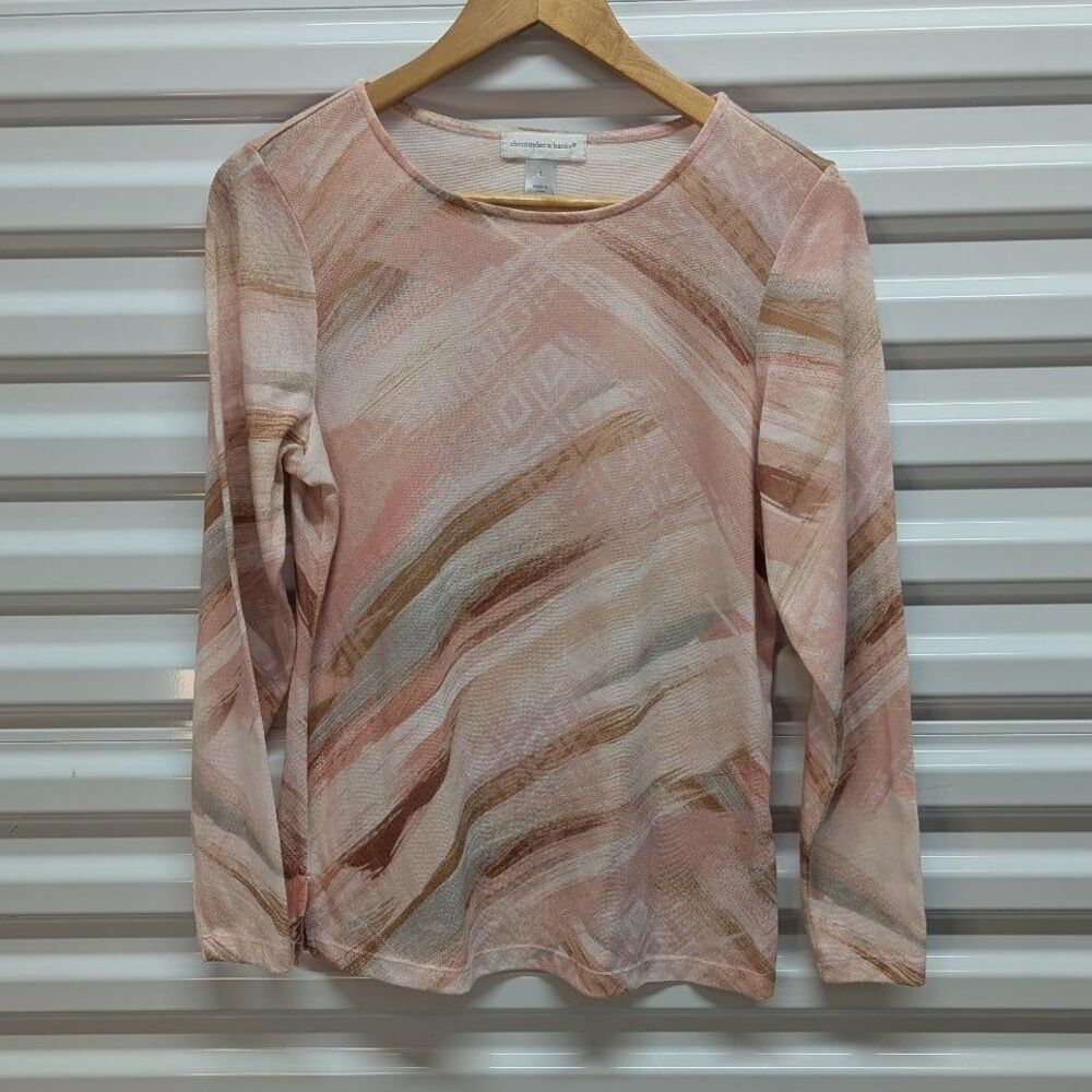 Coastal Boho Art‎ Teacher Christopher & Banks Size Small Pink Swirl Blouse